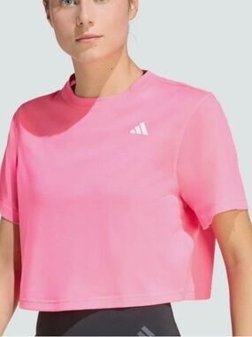 adidas Pink Short-Sleeve Crop Training Tee